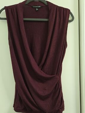41 Hawthorn Draped Neck Sleeveless Blouse - Burgundy